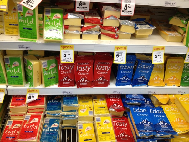 Cheese aisle in New Zealand